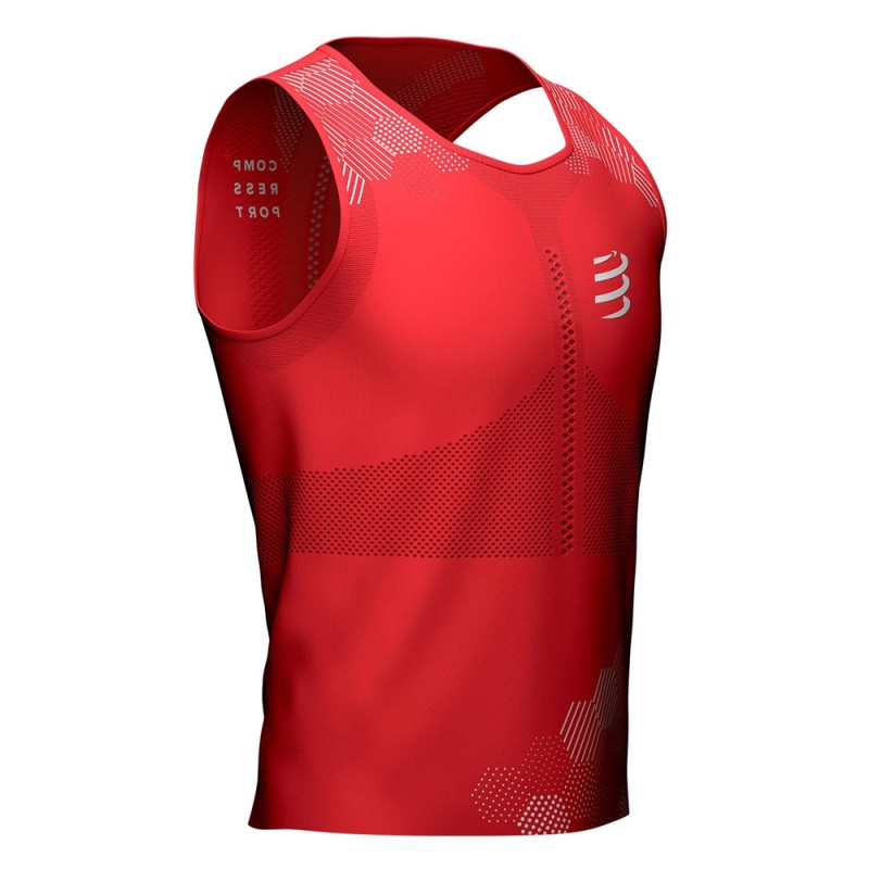 Emjay - COMPRESSPORT PRO RACING SINGLET M - RED/WHITE