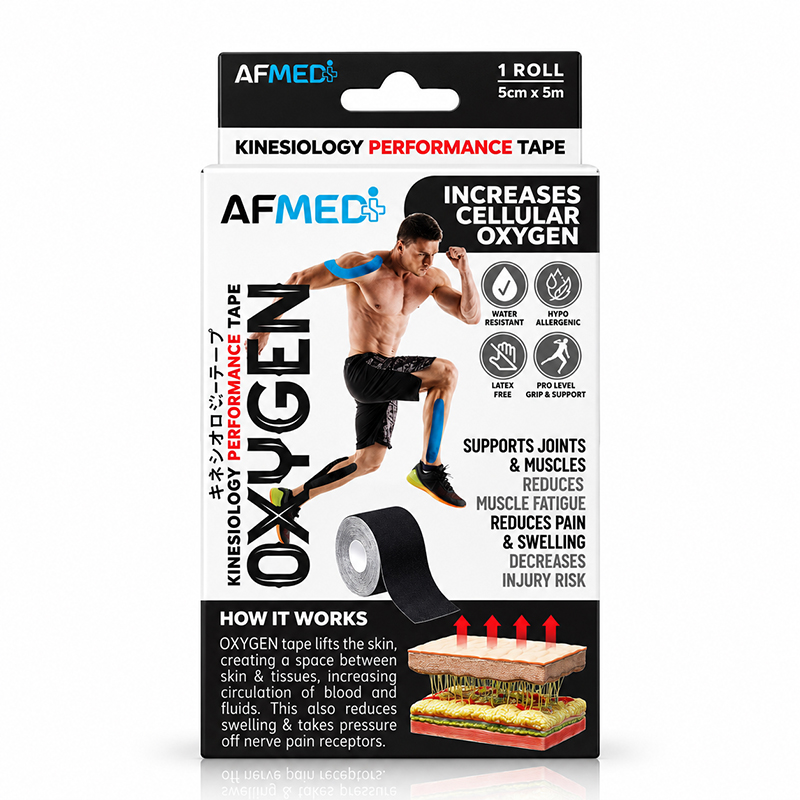 AF MEDI OXYGEN KINESIO TAPE - BLACK AF MEDI OXYGEN KINESIO TAPE - BLACK