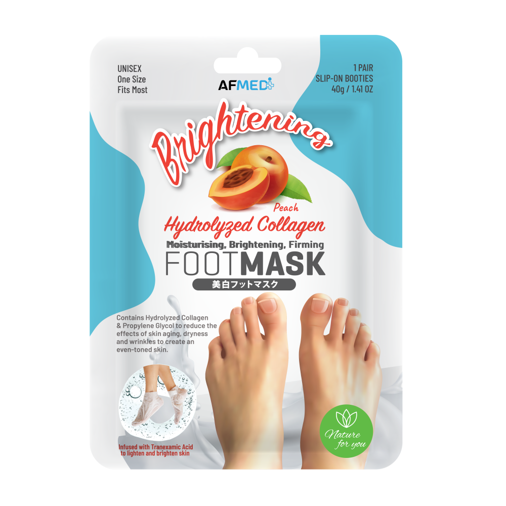 AF MEDI PEACH MOISTURISING & BRIGHTENING FIRMING FOOT MASK - 1 PAIR