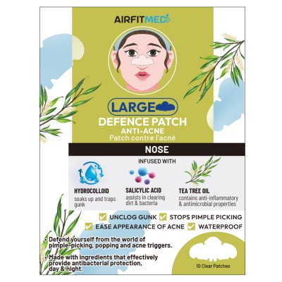 AirFit Medi Big Defence Nasal Anti-Acne Patch w/Salicylic Acid & Tea Tree Oil - 10 patches