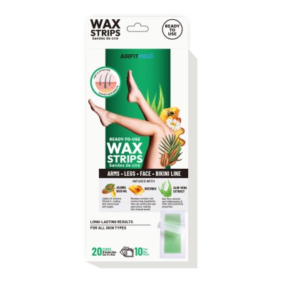 AirFit Medi Body & Legs Wax Strips - 20 strips (w/ 10 post wax wipes)