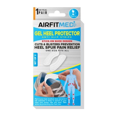 AIRFIT MEDI FOOTCARE GEL HEEL PROTECTOR STRIPS - STICK ON SHOE DESIGN - 2 PIECE