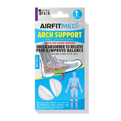 AIRFIT MEDI FOOTCARE ARCH SUPPORT PREMIUM GEL SET - STICK ON SHOE DESIGN - 2 PIECE